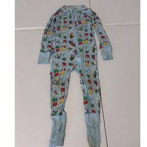 Soulbaby Bamboo Viscose Holiday Christmas Footie Pajamas Blue 3T L3